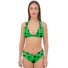 Gothic Girl Rose Green Pattern Double Strap Halter Bikini Set by snowwhitegirl