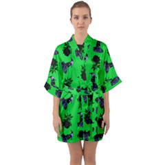 Gothic Girl Rose Green Pattern Quarter Sleeve Kimono Robe by snowwhitegirl