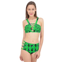 Gothic Girl Rose Green Pattern Cage Up Bikini Set by snowwhitegirl