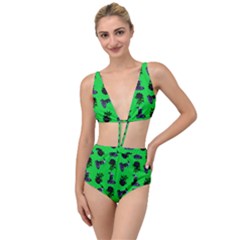 Gothic Girl Rose Green Pattern Tied Up Two Piece Swimsuit by snowwhitegirl