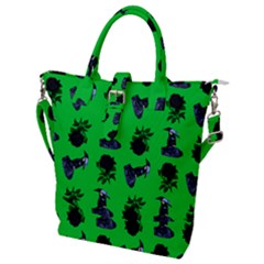 Gothic Girl Rose Green Pattern Buckle Top Tote Bag by snowwhitegirl