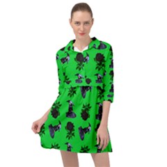 Gothic Girl Rose Green Pattern Mini Skater Shirt Dress by snowwhitegirl