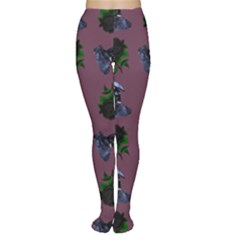 Gothic Girl Rose Mauve Pattern Tights by snowwhitegirl