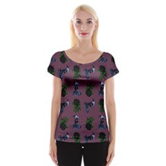 Gothic Girl Rose Mauve Pattern Cap Sleeve Top by snowwhitegirl