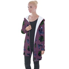 Gothic Girl Rose Mauve Pattern Longline Hooded Cardigan by snowwhitegirl