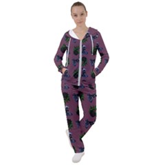 Gothic Girl Rose Mauve Pattern Women s Tracksuit by snowwhitegirl