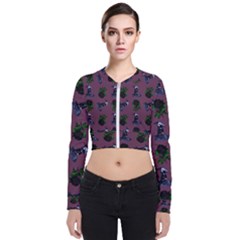 Gothic Girl Rose Mauve Pattern Long Sleeve Zip Up Bomber Jacket by snowwhitegirl