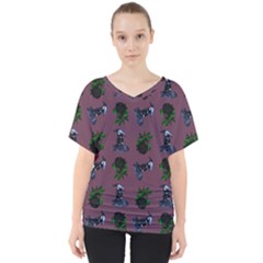 Gothic Girl Rose Mauve Pattern V-neck Dolman Drape Top by snowwhitegirl