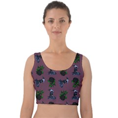 Gothic Girl Rose Mauve Pattern Velvet Crop Top by snowwhitegirl