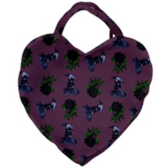 Gothic Girl Rose Mauve Pattern Giant Heart Shaped Tote by snowwhitegirl