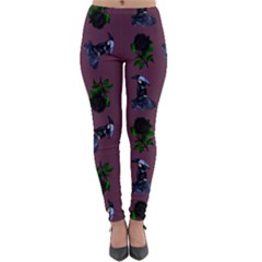 Gothic Girl Rose Mauve Pattern Lightweight Velour Leggings by snowwhitegirl