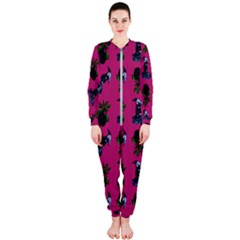 Gothic Girl Rose Pink Pattern Onepiece Jumpsuit (ladies)  by snowwhitegirl