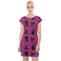 Gothic Girl Rose Pink Pattern Cap Sleeve Bodycon Dress View1