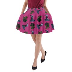 Gothic Girl Rose Pink Pattern A-line Pocket Skirt by snowwhitegirl