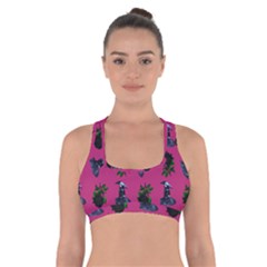 Gothic Girl Rose Pink Pattern Cross Back Sports Bra by snowwhitegirl