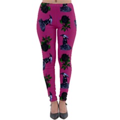 Gothic Girl Rose Pink Pattern Lightweight Velour Leggings by snowwhitegirl