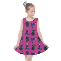 Gothic Girl Rose Pink Pattern Kids  Summer Dress by snowwhitegirl