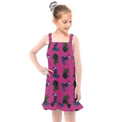 Gothic Girl Rose Pink Pattern Kids  Overall Dress by snowwhitegirl