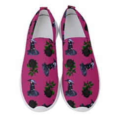 Gothic Girl Rose Pink Pattern Women s Slip On Sneakers by snowwhitegirl