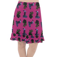 Gothic Girl Rose Pink Pattern Fishtail Chiffon Skirt