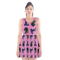 Gothic Girl Rose Light Pink Pattern Scoop Neck Skater Dress