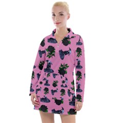 Gothic Girl Rose Light Pink Pattern Women s Long Sleeve Casual Dress by snowwhitegirl