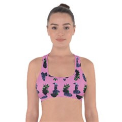 Gothic Girl Rose Light Pink Pattern Cross Back Sports Bra by snowwhitegirl