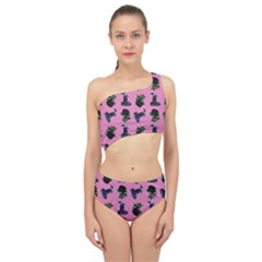 Gothic Girl Rose Light Pink Pattern Spliced Up Two Piece Swimsuit by snowwhitegirl