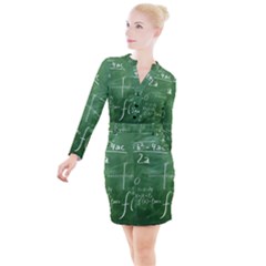 Mathematics Green Button Long Sleeve Dress