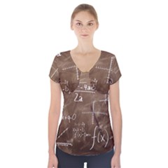 Mathematics Brown Short Sleeve Front Detail Top by snowwhitegirl