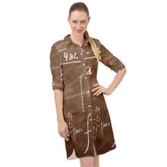 Mathematics Brown Long Sleeve Mini Shirt Dress by snowwhitegirl