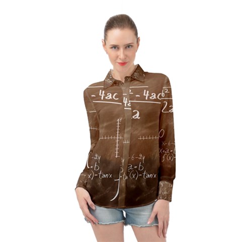 Mathematics Brown Long Sleeve Chiffon Shirt by snowwhitegirl