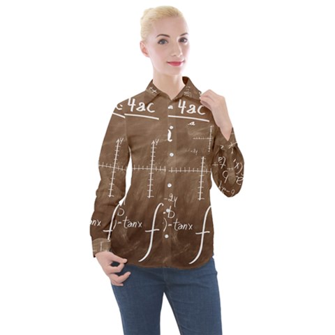 Mathematics Brown Women s Long Sleeve Pocket Shirt by snowwhitegirl