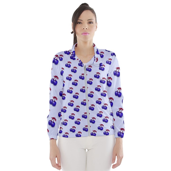 Retro Blue Cherries Women s Windbreaker