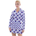 Retro Blue Cherries Women s Long Sleeve Casual Dress View1