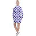 Retro Blue Cherries Women s Long Sleeve Casual Dress View2