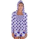 Retro Blue Cherries Long Sleeve Hooded T-shirt View1