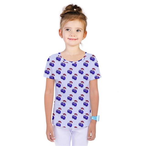 Retro Blue Cherries Kids  One Piece Tee by snowwhitegirl