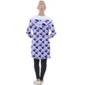 Retro Blue Cherries Longline Hooded Cardigan View2