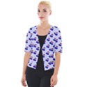 Retro Blue Cherries Cropped Button Cardigan View1