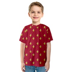 Peeled Banana On Red Kids  Sport Mesh Tee