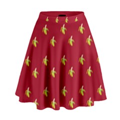 Peeled Banana On Red High Waist Skirt by snowwhitegirl