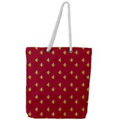 Peeled Banana On Red Full Print Rope Handle Tote (large) by snowwhitegirl