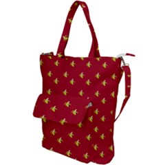 Peeled Banana On Red Shoulder Tote Bag by snowwhitegirl