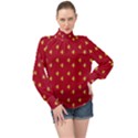 Peeled Banana On Red High Neck Long Sleeve Chiffon Top View1