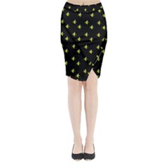 Peeled Banana On Black Midi Wrap Pencil Skirt by snowwhitegirl