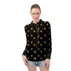 Peeled Banana On Black Long Sleeve Chiffon Shirt