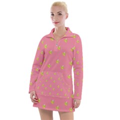 Peeled Banana On Pink Women s Long Sleeve Casual Dress