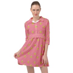 Peeled Banana On Pink Mini Skater Shirt Dress