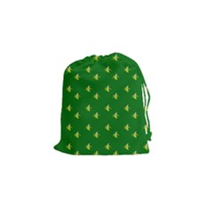 Peeled Banana On Green Drawstring Pouch (small) by snowwhitegirl